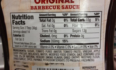 There's 13 gms of sugar in 2 T of this barbecue sauce. 